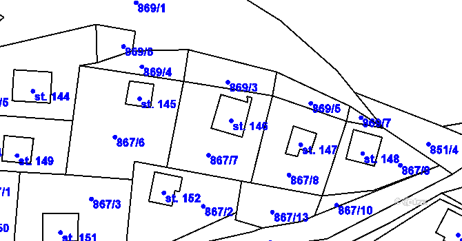 Parcela st. 146 v KÚ Klokočůvek, Katastrální mapa