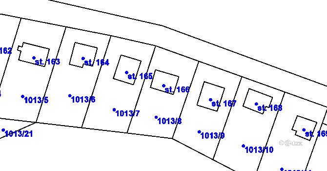 Parcela st. 166 v KÚ Klokočůvek, Katastrální mapa