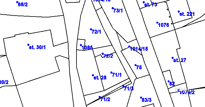 Parcela st. 72/2 v KÚ Klokočůvek, Katastrální mapa