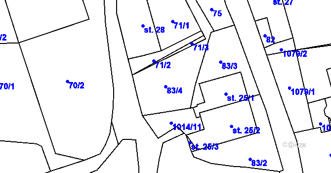 Parcela st. 83/4 v KÚ Klokočůvek, Katastrální mapa