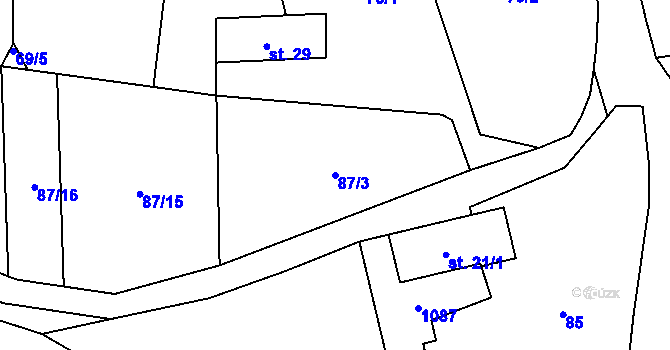 Parcela st. 87/3 v KÚ Klokočůvek, Katastrální mapa