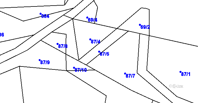 Parcela st. 87/5 v KÚ Klokočůvek, Katastrální mapa