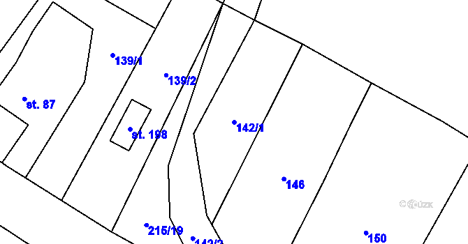Parcela st. 142/1 v KÚ Klokočůvek, Katastrální mapa