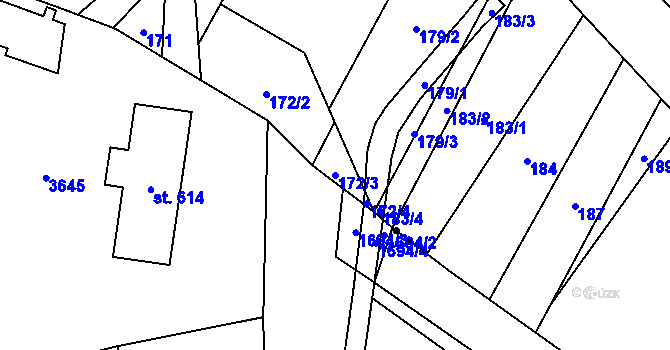 Parcela st. 172/3 v KÚ Klokočůvek, Katastrální mapa