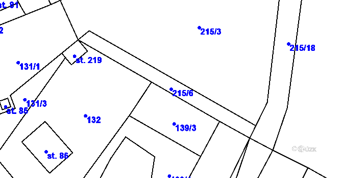 Parcela st. 215/6 v KÚ Klokočůvek, Katastrální mapa