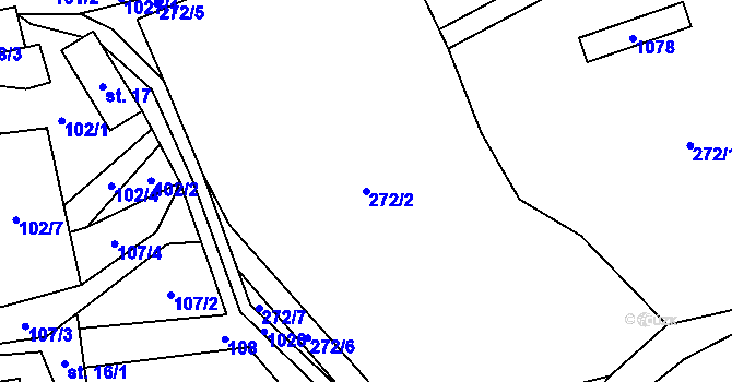 Parcela st. 272/2 v KÚ Klokočůvek, Katastrální mapa