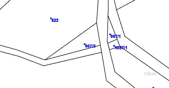 Parcela st. 667/2 v KÚ Klokočůvek, Katastrální mapa