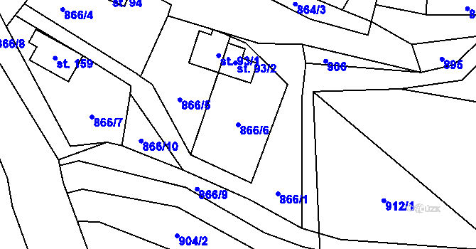 Parcela st. 866/6 v KÚ Klokočůvek, Katastrální mapa