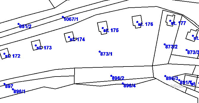 Parcela st. 873/1 v KÚ Klokočůvek, Katastrální mapa