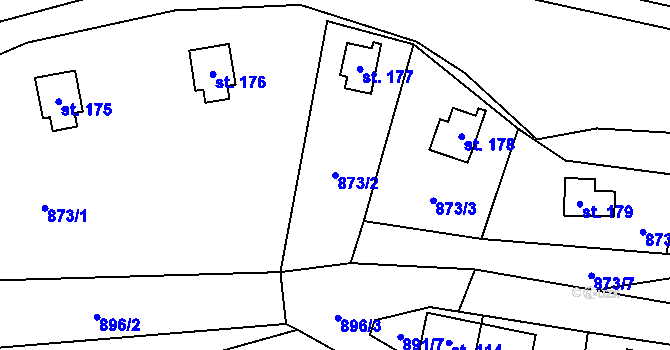Parcela st. 873/2 v KÚ Klokočůvek, Katastrální mapa