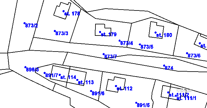 Parcela st. 873/7 v KÚ Klokočůvek, Katastrální mapa