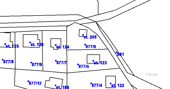 Parcela st. 877/6 v KÚ Klokočůvek, Katastrální mapa