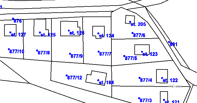 Parcela st. 877/7 v KÚ Klokočůvek, Katastrální mapa