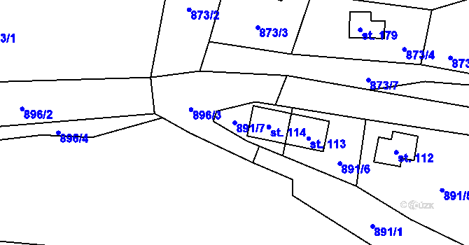 Parcela st. 891/7 v KÚ Klokočůvek, Katastrální mapa