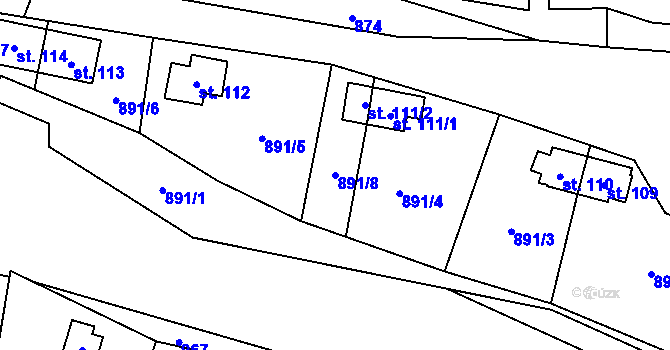 Parcela st. 891/8 v KÚ Klokočůvek, Katastrální mapa