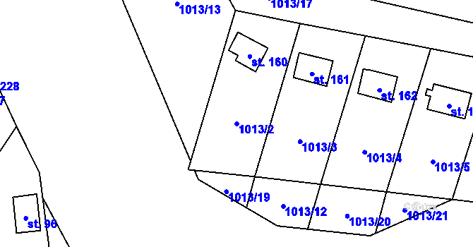 Parcela st. 1013/2 v KÚ Klokočůvek, Katastrální mapa