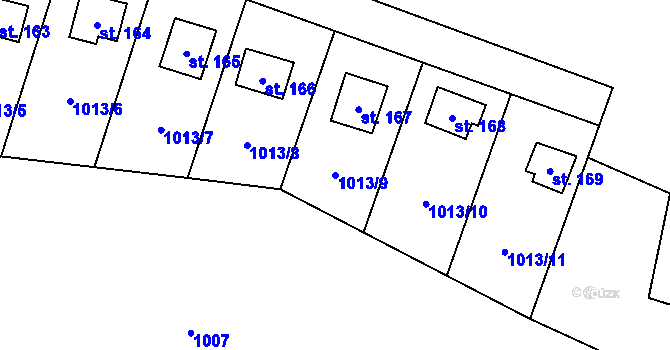 Parcela st. 1013/9 v KÚ Klokočůvek, Katastrální mapa