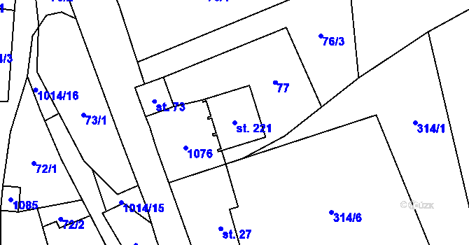 Parcela st. 221 v KÚ Klokočůvek, Katastrální mapa