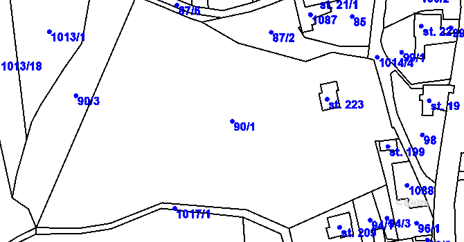 Parcela st. 90/1 v KÚ Klokočůvek, Katastrální mapa