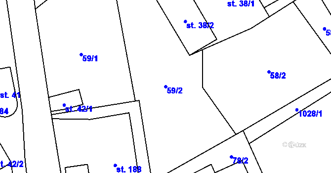 Parcela st. 59/2 v KÚ Klokočůvek, Katastrální mapa