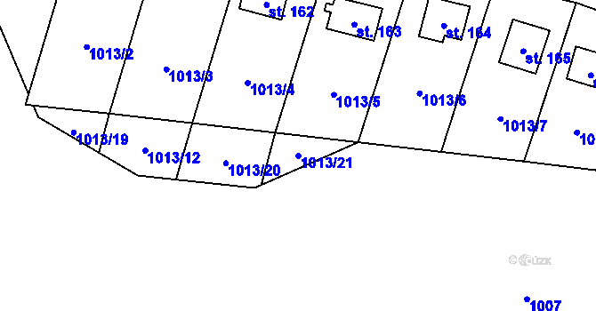 Parcela st. 1013/21 v KÚ Klokočůvek, Katastrální mapa