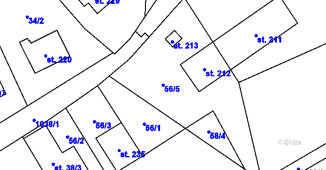 Parcela st. 56/5 v KÚ Klokočůvek, Katastrální mapa