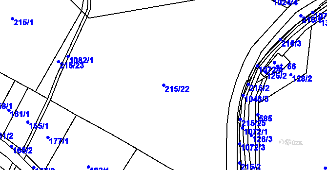 Parcela st. 215/22 v KÚ Klokočůvek, Katastrální mapa