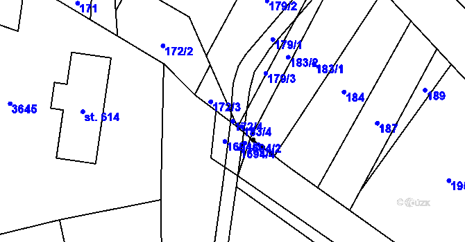 Parcela st. 172/4 v KÚ Klokočůvek, Katastrální mapa