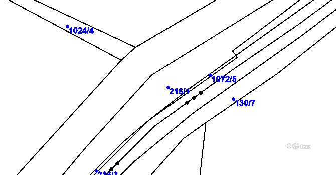 Parcela st. 216/1 v KÚ Klokočůvek, Katastrální mapa