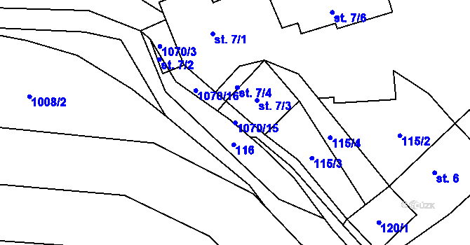 Parcela st. 1070/15 v KÚ Klokočůvek, Katastrální mapa