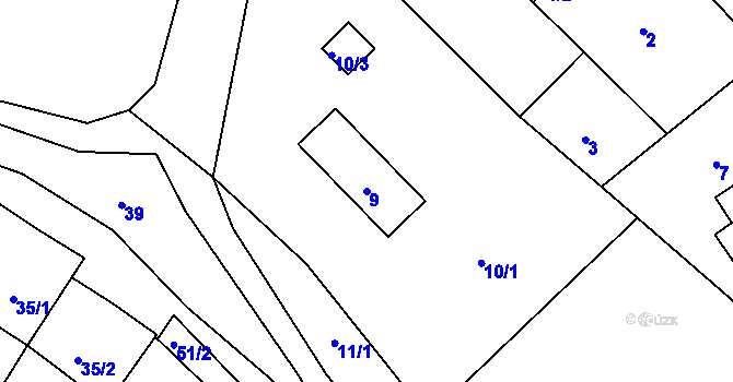 Parcela st. 9 v KÚ Loučky nad Odrou, Katastrální mapa