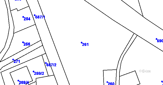 Parcela st. 261 v KÚ Loučky nad Odrou, Katastrální mapa