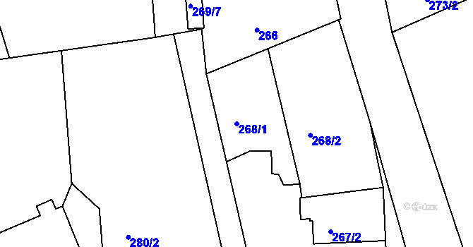 Parcela st. 268/1 v KÚ Loučky nad Odrou, Katastrální mapa