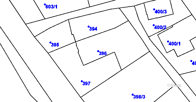 Parcela st. 396 v KÚ Loučky nad Odrou, Katastrální mapa