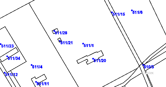 Parcela st. 511/1 v KÚ Loučky nad Odrou, Katastrální mapa