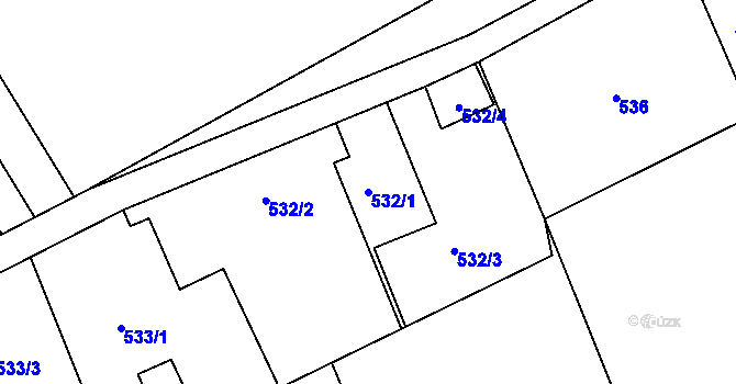 Parcela st. 532/1 v KÚ Loučky nad Odrou, Katastrální mapa