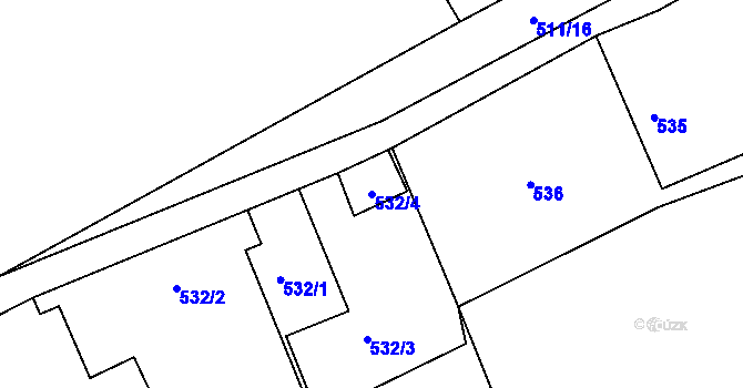 Parcela st. 532/4 v KÚ Loučky nad Odrou, Katastrální mapa