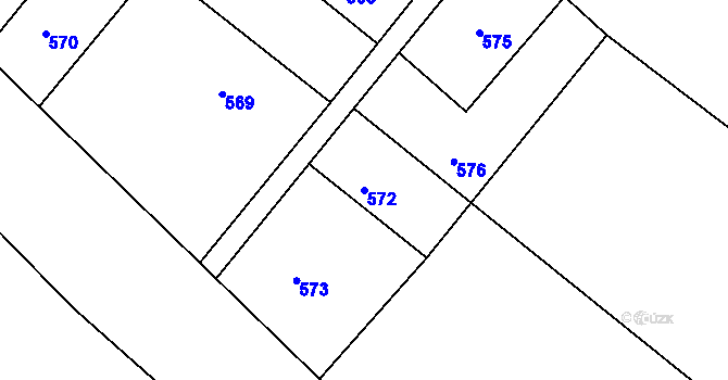 Parcela st. 572 v KÚ Loučky nad Odrou, Katastrální mapa