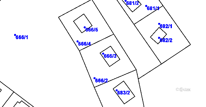 Parcela st. 666/3 v KÚ Loučky nad Odrou, Katastrální mapa