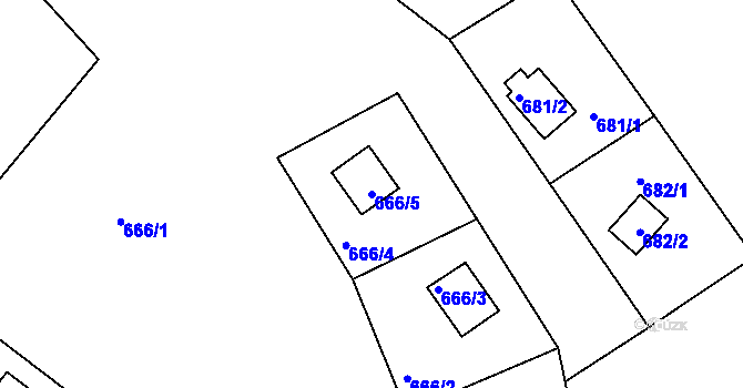 Parcela st. 666/5 v KÚ Loučky nad Odrou, Katastrální mapa