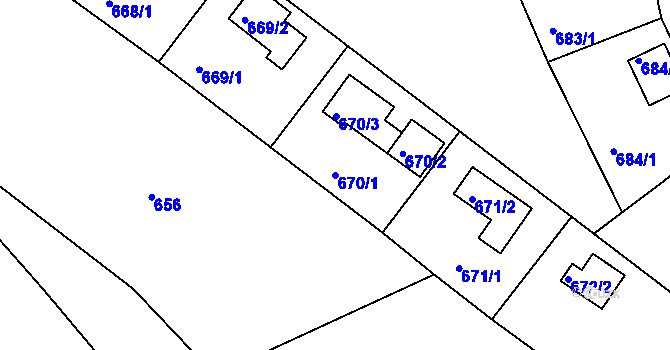 Parcela st. 670/1 v KÚ Loučky nad Odrou, Katastrální mapa