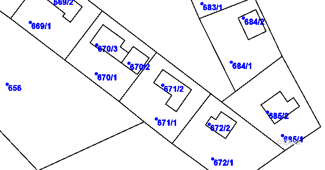 Parcela st. 671/2 v KÚ Loučky nad Odrou, Katastrální mapa