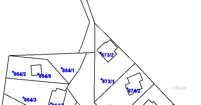 Parcela st. 673/2 v KÚ Loučky nad Odrou, Katastrální mapa