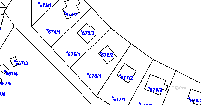 Parcela st. 676/2 v KÚ Loučky nad Odrou, Katastrální mapa