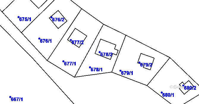 Parcela st. 678/2 v KÚ Loučky nad Odrou, Katastrální mapa