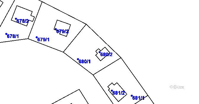 Parcela st. 680/2 v KÚ Loučky nad Odrou, Katastrální mapa