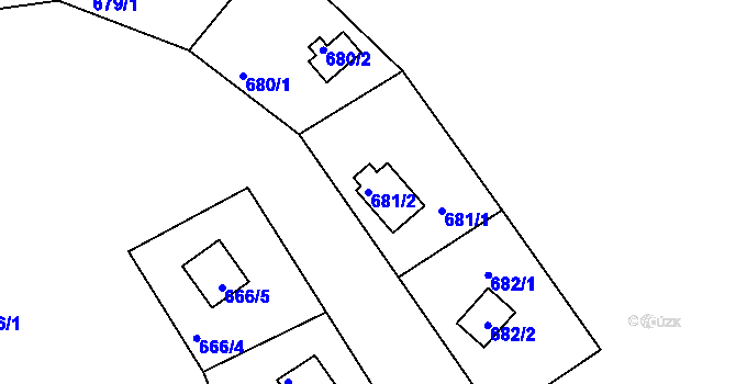 Parcela st. 681/2 v KÚ Loučky nad Odrou, Katastrální mapa