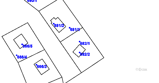 Parcela st. 682/1 v KÚ Loučky nad Odrou, Katastrální mapa
