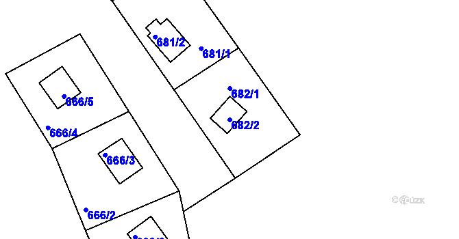 Parcela st. 682/2 v KÚ Loučky nad Odrou, Katastrální mapa