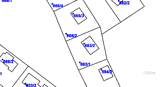 Parcela st. 683/2 v KÚ Loučky nad Odrou, Katastrální mapa